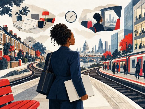 Changing jobs for a pay rise: conceptual illustration of a professional weighing commuting and household costs